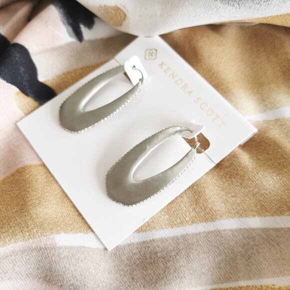 Kendra Scott - Adeline - Silver White Crystal Hoop Earrings - Picture 4 of 4